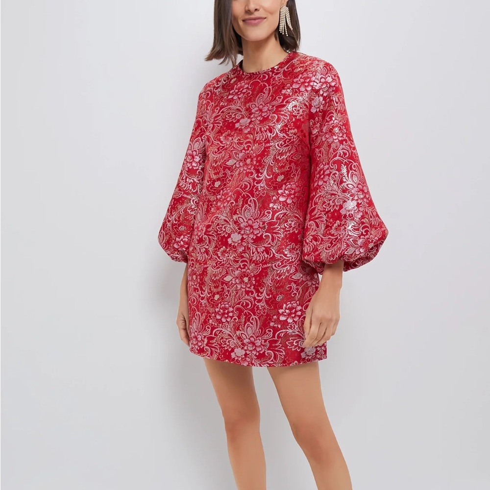 Red and pink jacquard dress by Tuckernuck